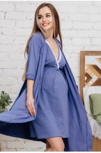 П03504В Халат для беременных и кормящих индиго/белый