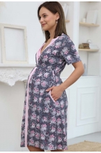 1-НМК 04220 Комплект для беременных и кормящих мам серый/розовый 