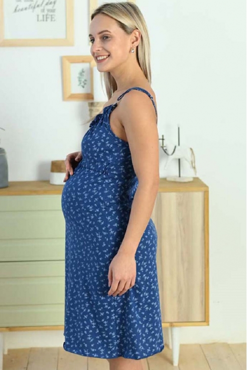 1-НМП 07501 Сорочка женская для беременных и кормящих индиго