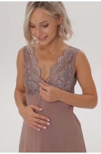 1-НМП 09002 Сорочка для беременных и кормящих коричневый 