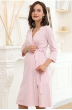 1-НМК 18401 Халат для беременных и кормящих мам светло-розовый/серый