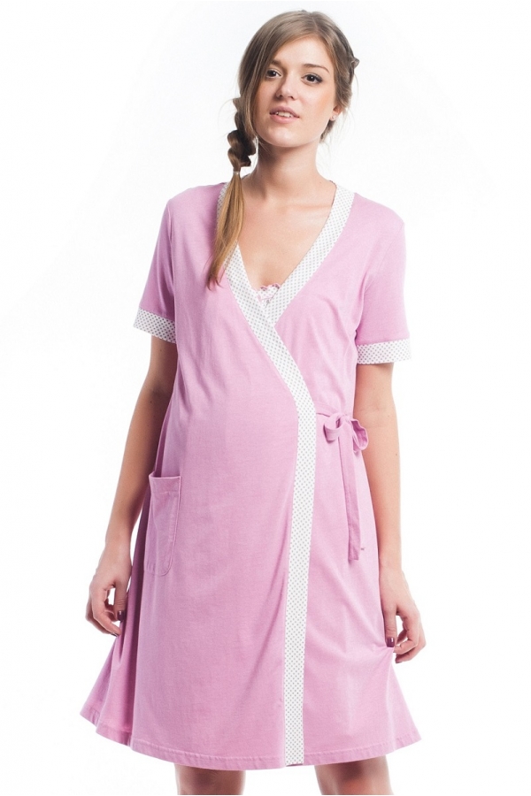 426605.7428 Комплект для роддома (халат+ночная сорочка) розово-малиновый/принт