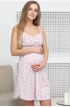 П47504 Сорочка женская для беременных и кормящих светло-розовый/лиловый