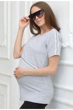 1-НМ 55802 Футболка женская для беременных и кормления серый меланж