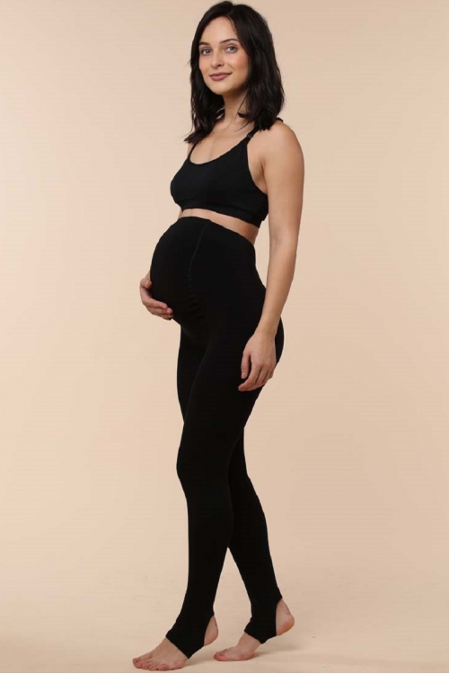 2-НМ 62711 Леггинсы для беременных женщин на меху черный