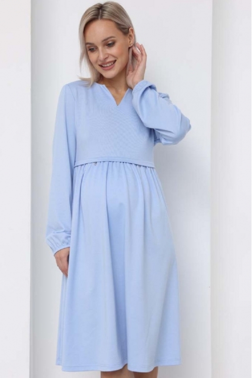 2-НМ 00811 Платье женское для беременных и кормящих светло-голубой