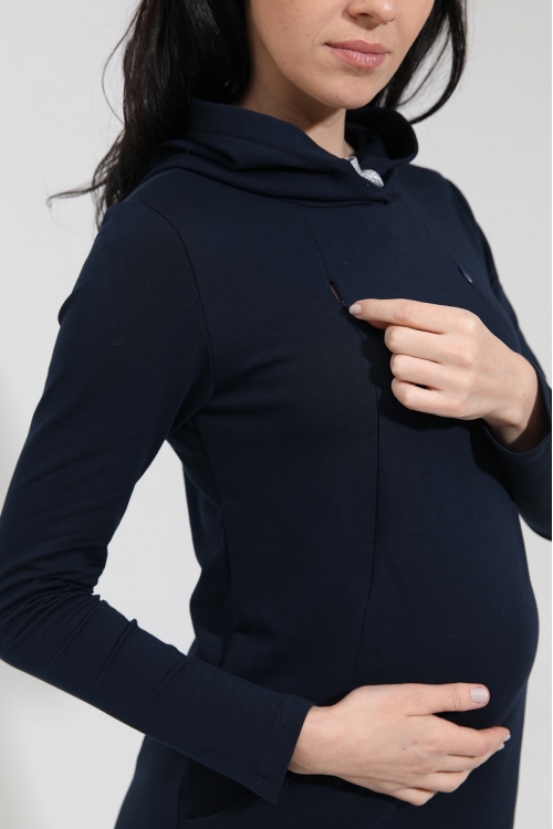1-235505Е Платье женское для беременных и кормящих темно-синий