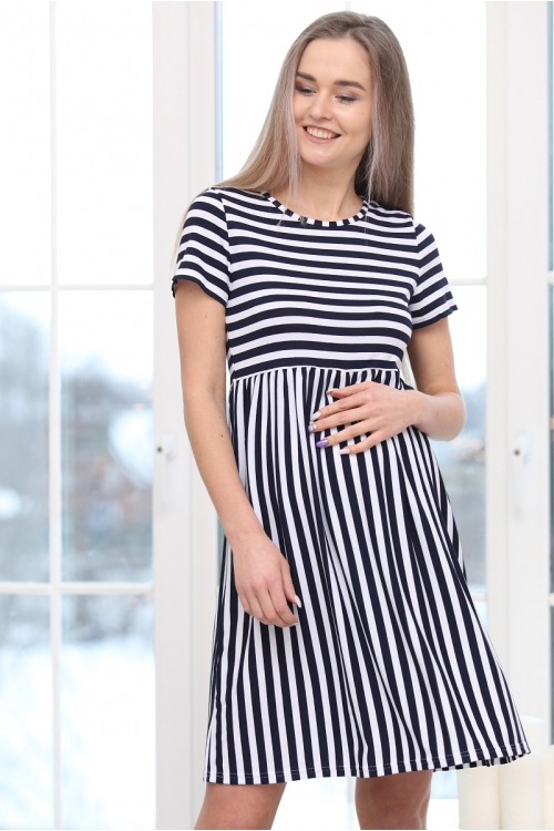 3-68509А Платье  для беременных женщин белый/темно-синий