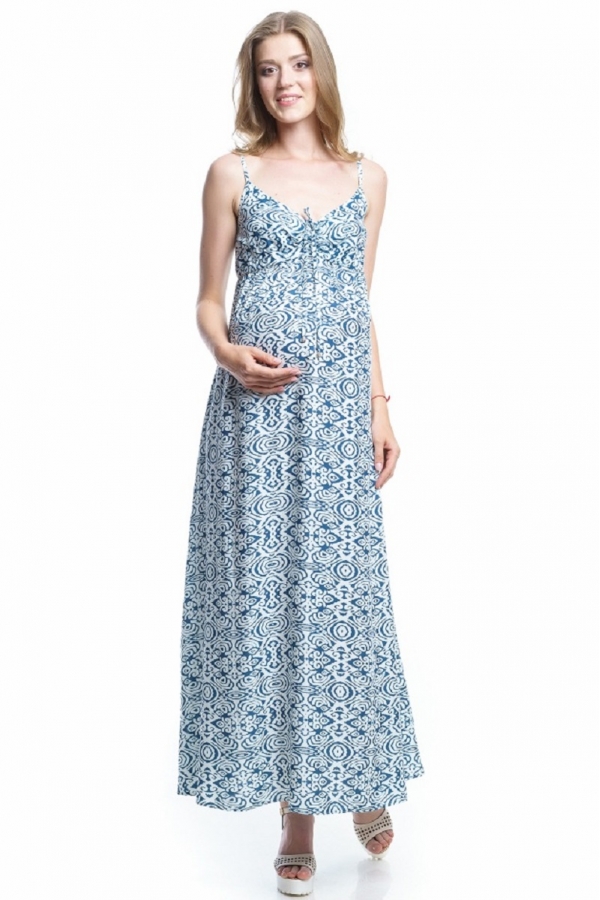 4109.4428 Платье Х-образного силуэта абстракция молочно-синий