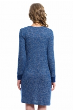 4439.3706 Платье трикотажное  прямого силуэта с контрастными карманами синий