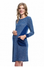 4439.3706 Платье трикотажное  прямого силуэта с контрастными карманами синий