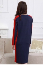 2-НМ 53611 Платье комбинированное для беременных и кормящих синий/белый/красный