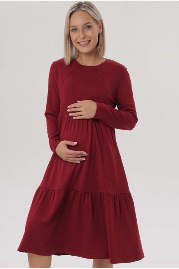 2-НМ 66009 Платье для беременных и кормящих бордовый