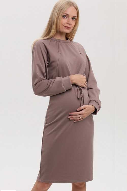 7ПТ108-30134 Платье для беременных и кормящих женщин кофейный