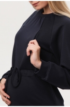 7ПТ108-30134 Платье для беременных и кормящих женщин темно-синий